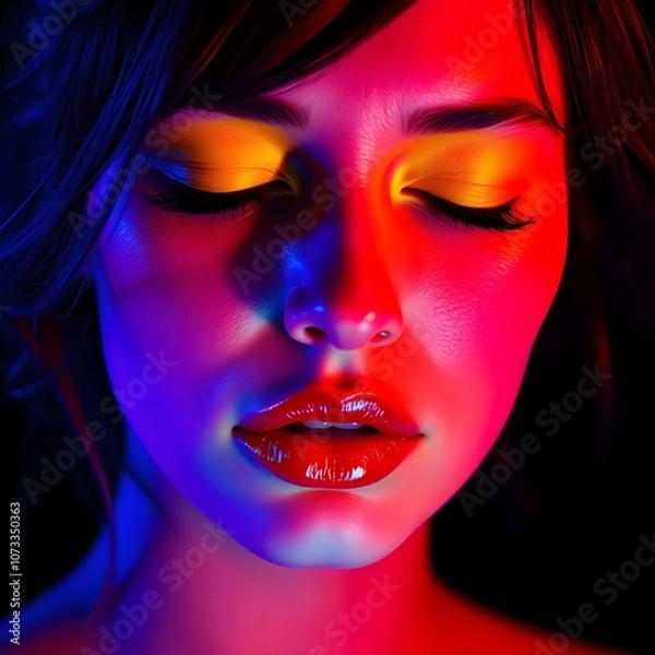 Fototapeta Vibrant Neon Portrait with Dramatic Lighting
