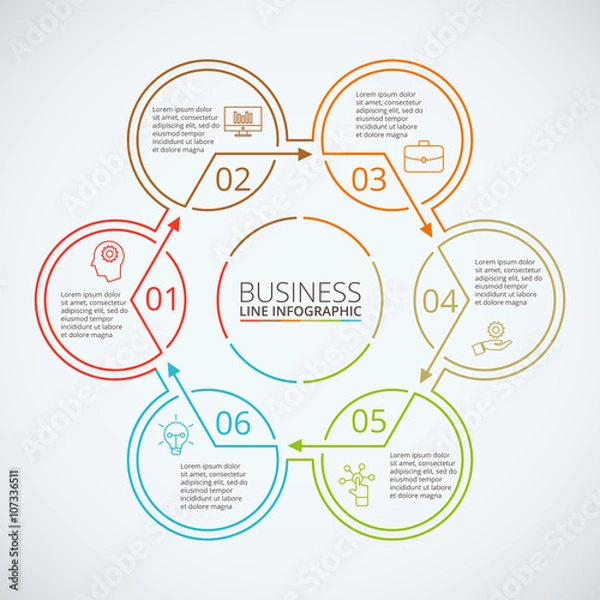 Fototapeta Thin line flat element for infographic.