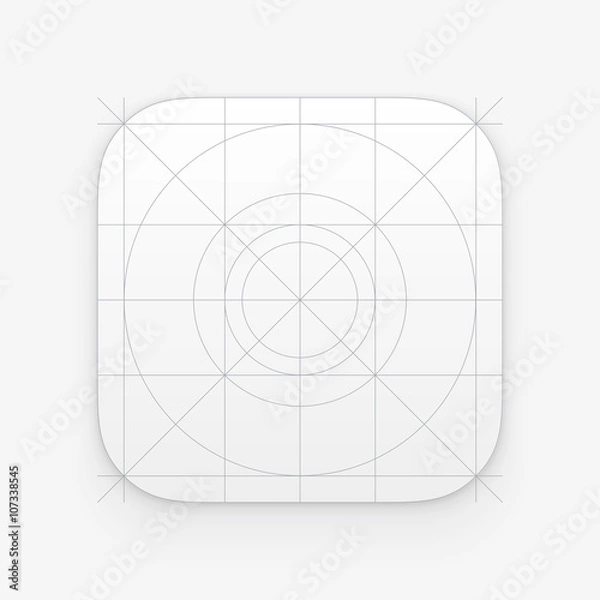 Fototapeta Application icon template with Guidelines, grids. Blank application icon for web and mobile. Vector isolated button