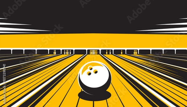 Obraz Bowling background design with abstract yellow lines. 