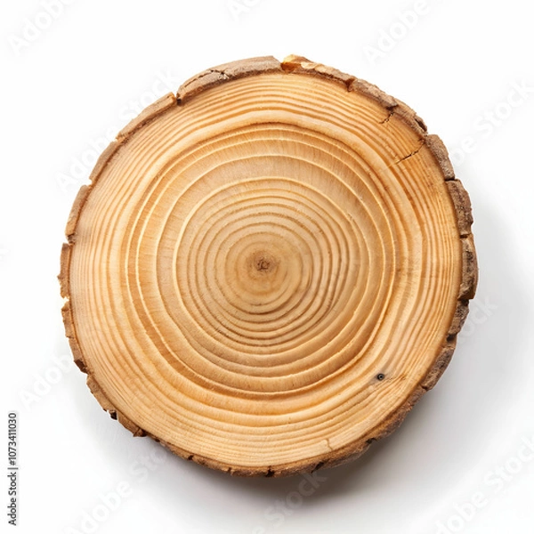 Obraz A small wooden branch with visible tree rings, laid flat to showcase its natural
