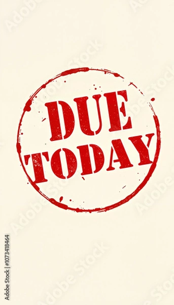Fototapeta Red stamp with "Due Today" text on light background for deadline reminder and urgency concept