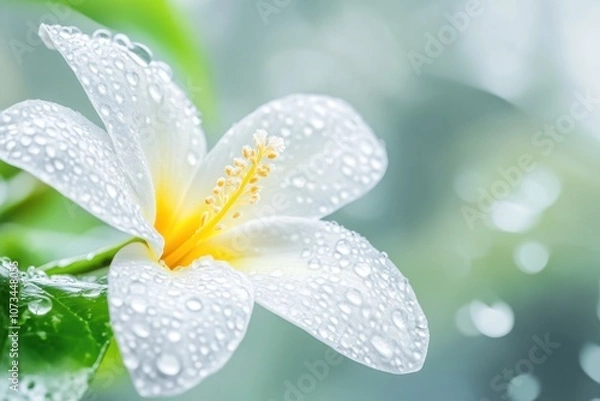 Fototapeta An Abstract Braille-inspired Flower Captured in the Gentle Morning Dew Amidst Lush Greenery