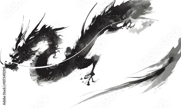 Fototapeta 墨絵の龍　正月　吉凶