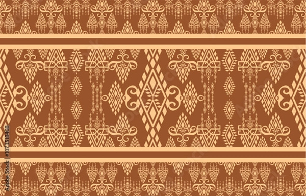 Fototapeta Geometric ethnic oriental pattern traditional Design for background,carpet,wallpaper,clothing,wrapping,Batik,fabric,Vector embroidery style.
