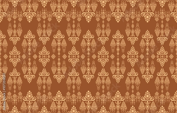 Fototapeta Geometric ethnic oriental pattern traditional Design for background,carpet,wallpaper,clothing,wrapping,Batik,fabric,Vector embroidery style.
