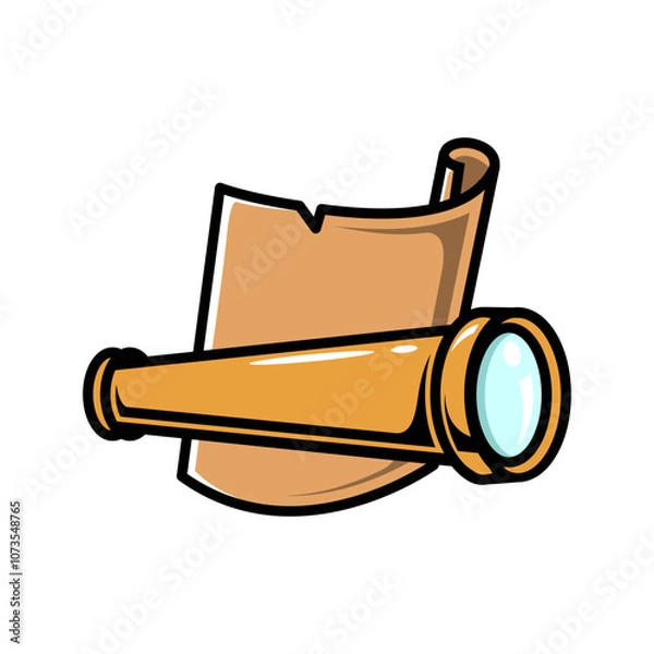 Obraz binoculars and map in white background