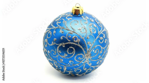 Fototapeta blue christmas ball isolated on white