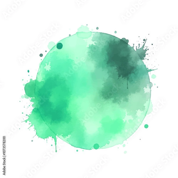 Fototapeta A vibrant and abstract blue watercolor circle with splashes. Perfect for backgrounds, overlays, or artistic designs.