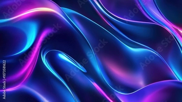 Obraz Neon color abstract waves background. Futuristic blue, pink, purple curve lines backdrop. Luxury colorful swirl pattern. Elegant modern design element