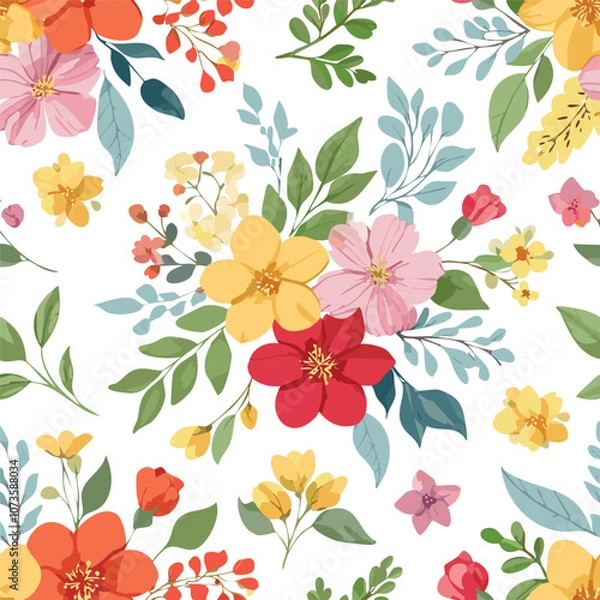 Fototapeta Colorful elegant floral seamless pattern