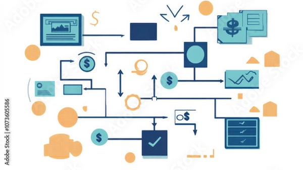 Fototapeta Flowchart Diagram of Capital Cost Sources, Dividend Distribution, and Reinvestment Options for