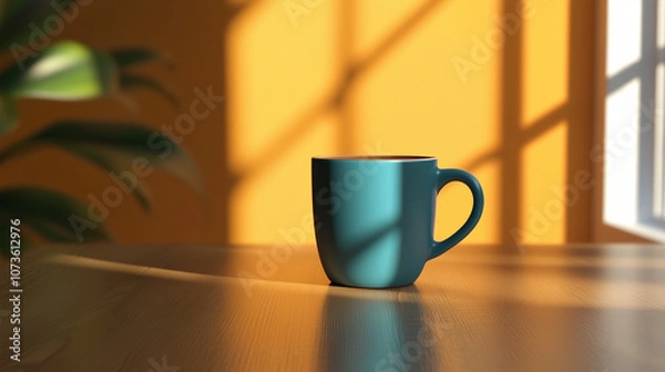 Fototapeta Cup on the table. Minimalist background.