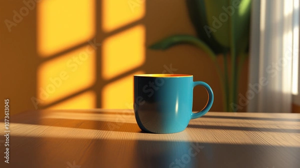 Fototapeta Cup on the table. Minimalist background.