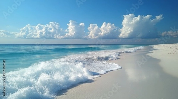 Fototapeta Tranquil Beach with Rolling Waves