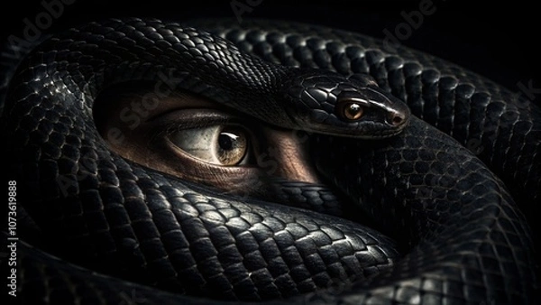 Fototapeta man and snake