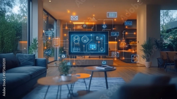 Obraz AI smart home system digitally displays life scene concept