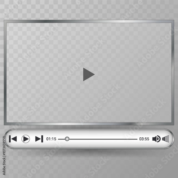 Obraz Realistic video player with shadow . Vector illustration.