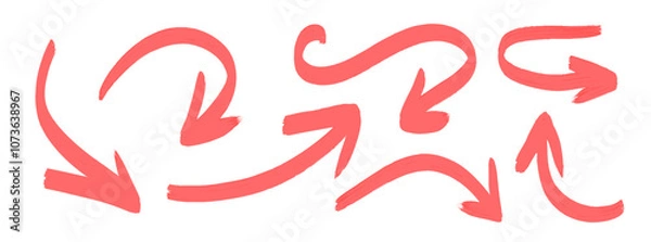 Obraz Set of hand drawn Red grunge Arrows. Vector illustration