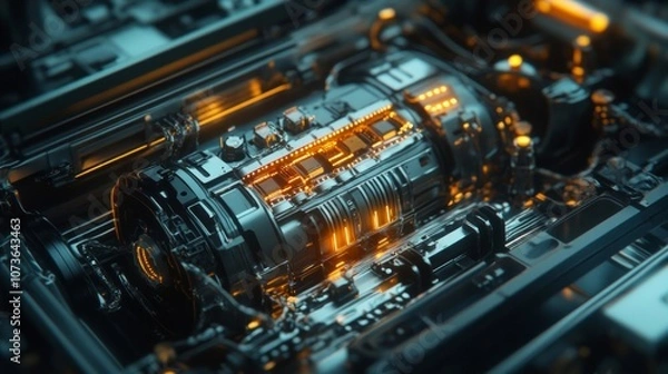 Fototapeta Image picture, virtual electro control unit, header, ecus, cloud, automotive, website picture, AI Generative