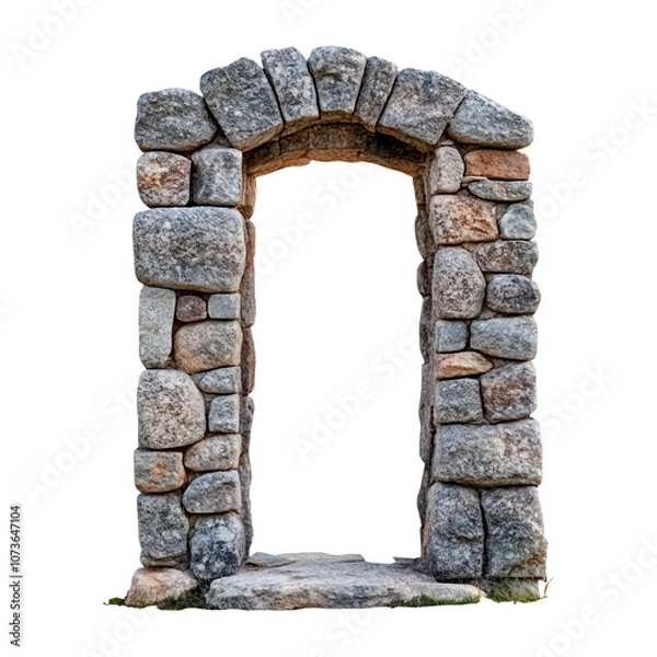 Fototapeta Old stone arch. Isolated on transparent background.