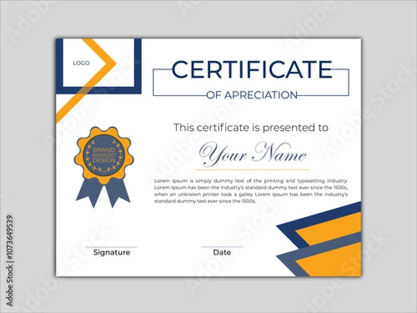 Fototapeta Modern Elegant Luxury Certificate Template Set. Flat design modern certificate template design. Abstract certificate design template. Corporate employee of the month certificate award template design.