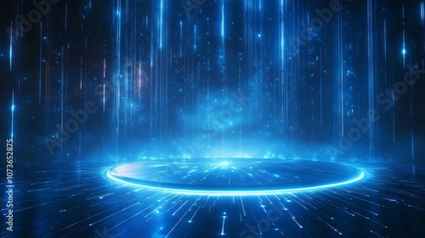 Obraz Blue technology light effect sci-fi space product booth background