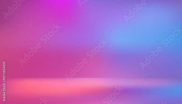 Obraz Blue and pink neon lights background, empty product display in studio, room with colorful gradient wallpaper and floor, backdrop for dancing or technology display, future car.