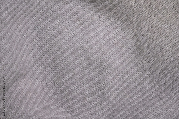 Fototapeta Soft gray knitted sweater texture with cozy wool details