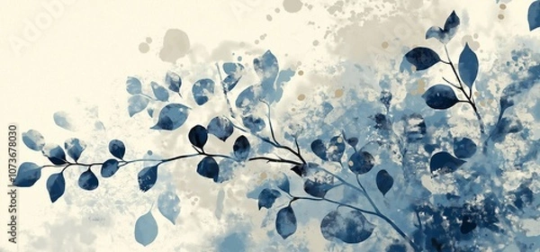 Fototapeta Abstract botanical design, incorporating natural shapes and forms, nature colour palette, halftone print using ben day dots, harmonious balance, delicate textures, banner. Generative AI