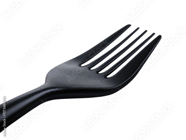Fototapeta Black slotted spatula on a white background, centered and well-lit from the front. PNG transparent.
