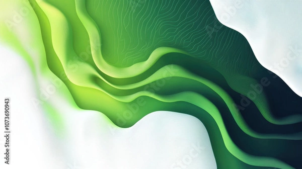 Fototapeta Abstract green to blue gradient backdrop with white, flowing waves