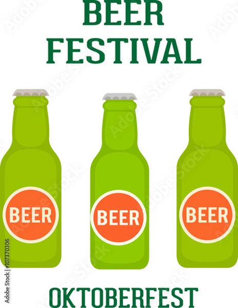 Fototapeta Бутылка пива, октоберфест, логотип фон 