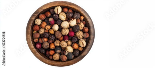 Obraz "Superfood Snack: Mixed Raw Nuts and Dried Blueberries in Bowl"