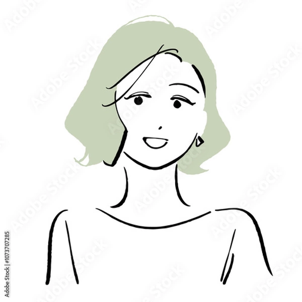 Obraz 女性のシンプルなイラスト　ボブ・パーマver.