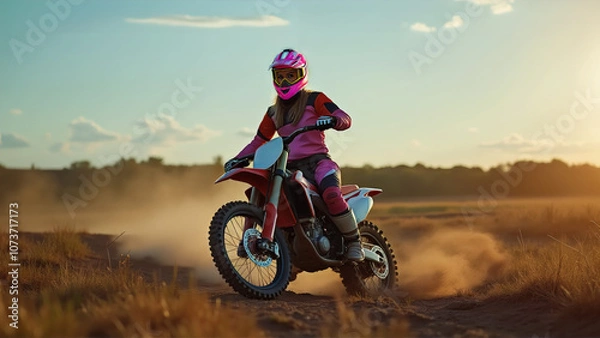 Fototapeta Pro Female Dirt bike Racer