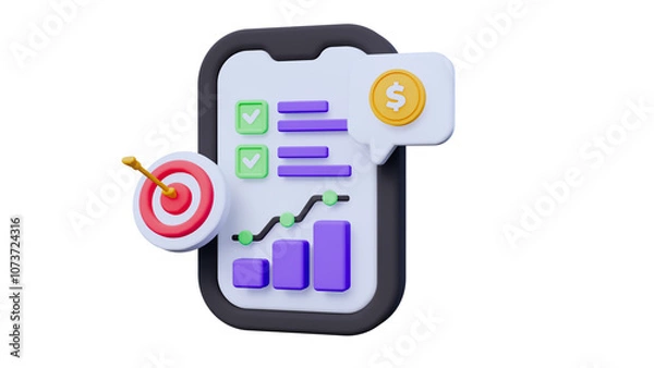 Obraz Business App 3D Illustration. Business 3D Icon