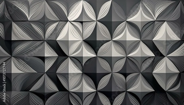 Fototapeta Abstract black and white geometric pattern with a 3D effect.