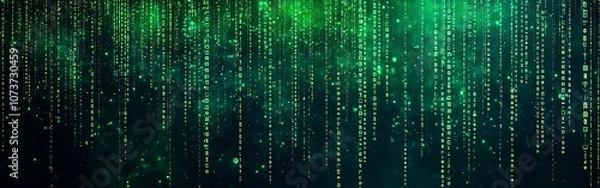 Obraz Futuristic Digital Nanotech Matrix with Glowing Binary Code Data Streams