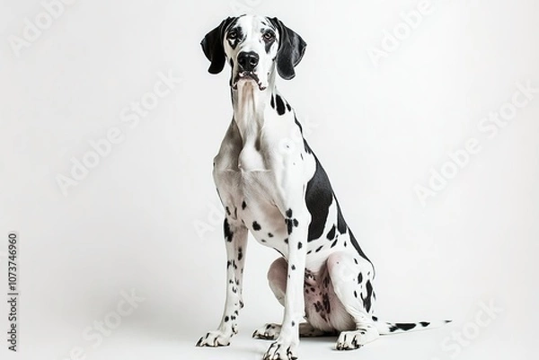 Obraz Great Dane sitting against a plain background