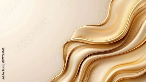 Fototapeta Elegant flowing waves in warm gold tones on a soft backdrop.