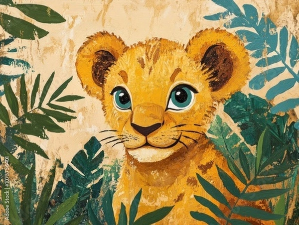 Obraz Adorable young lion cub