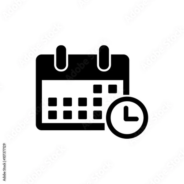Obraz Calendar with a clock time tools flat icon isolate on white background vector illustration eps 10
