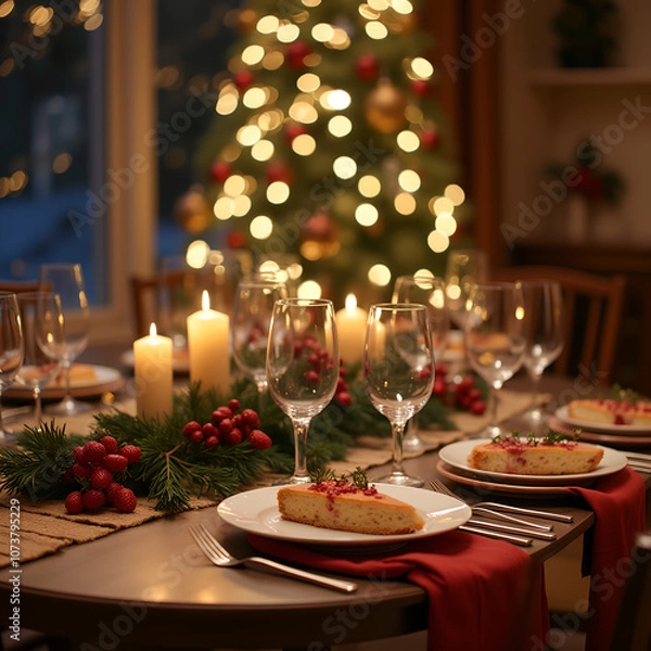 Fototapeta christmas table setting