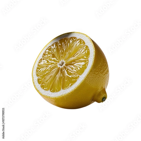 Fototapeta Fresh Half Lemon with Juicy Pulp Isolated on Transparent Background