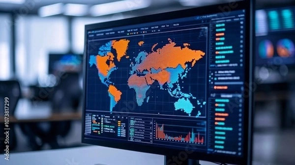 Fototapeta A computer monitor displays striking data about climate change trends.