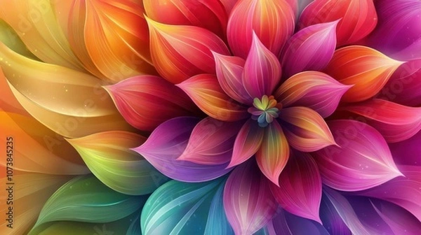 Fototapeta A vibrant and colorful floral design featuring shades of pink, orange, and green, creating a captivating abstract pattern.