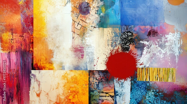 Fototapeta Vibrant Maximalism Art Display with Textures and Patterns