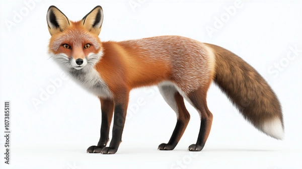 Fototapeta red fox vulpes with solid