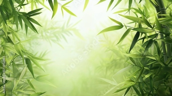 Obraz Lush green bamboo leaves create a serene and tranquil atmosphere, perfect for relaxation and meditation.